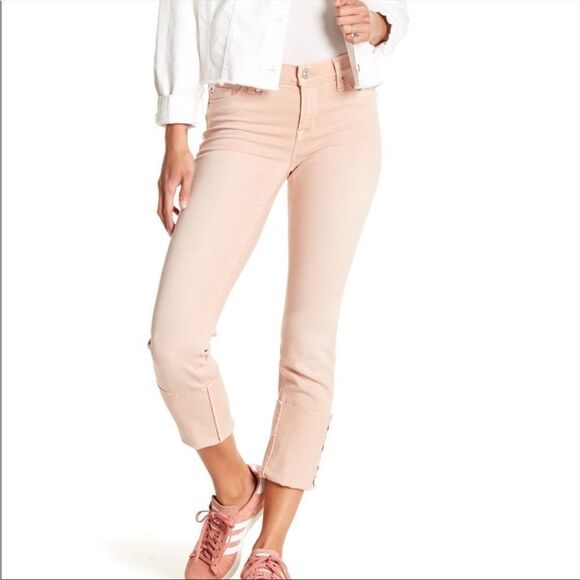 Hudson Tally Deep Cuff Crop Skinny Jeans Feminine Contemporary Casual Coastal - Picture 1 of 15